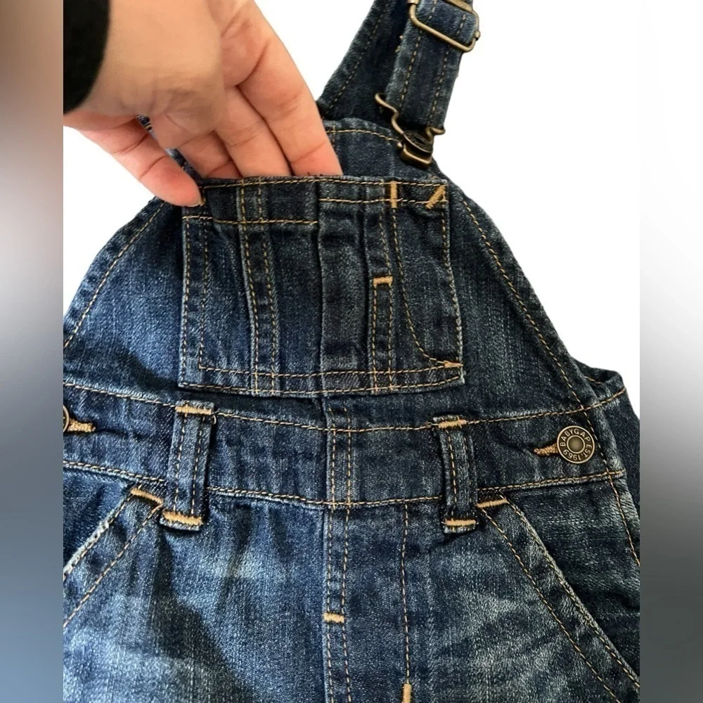 6-12 months overalls baby Gap dungarees jean shorts w/frayed ends 5 pockets